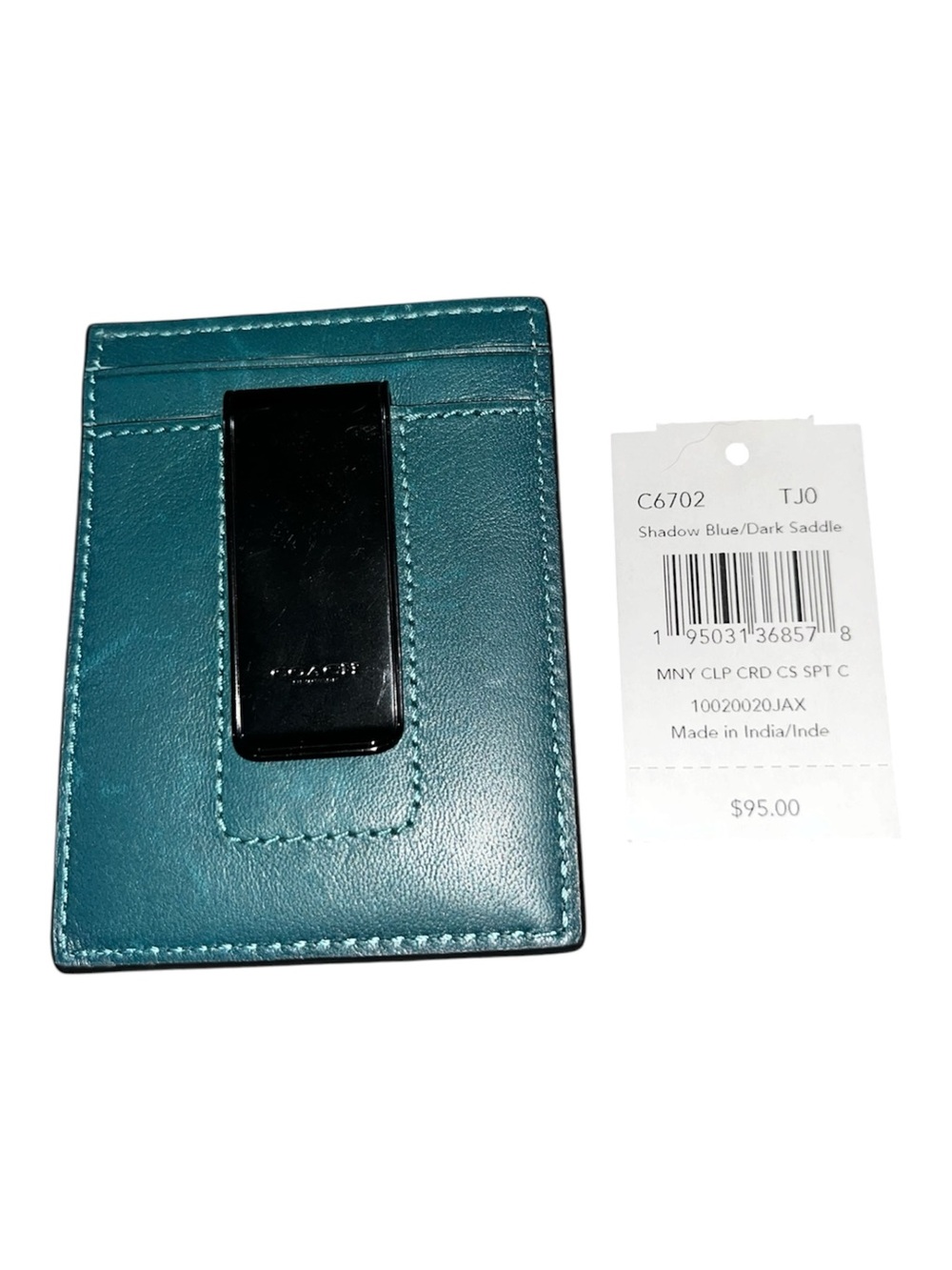 COACH Shadow Blue Money Clip Slim Card Wallet